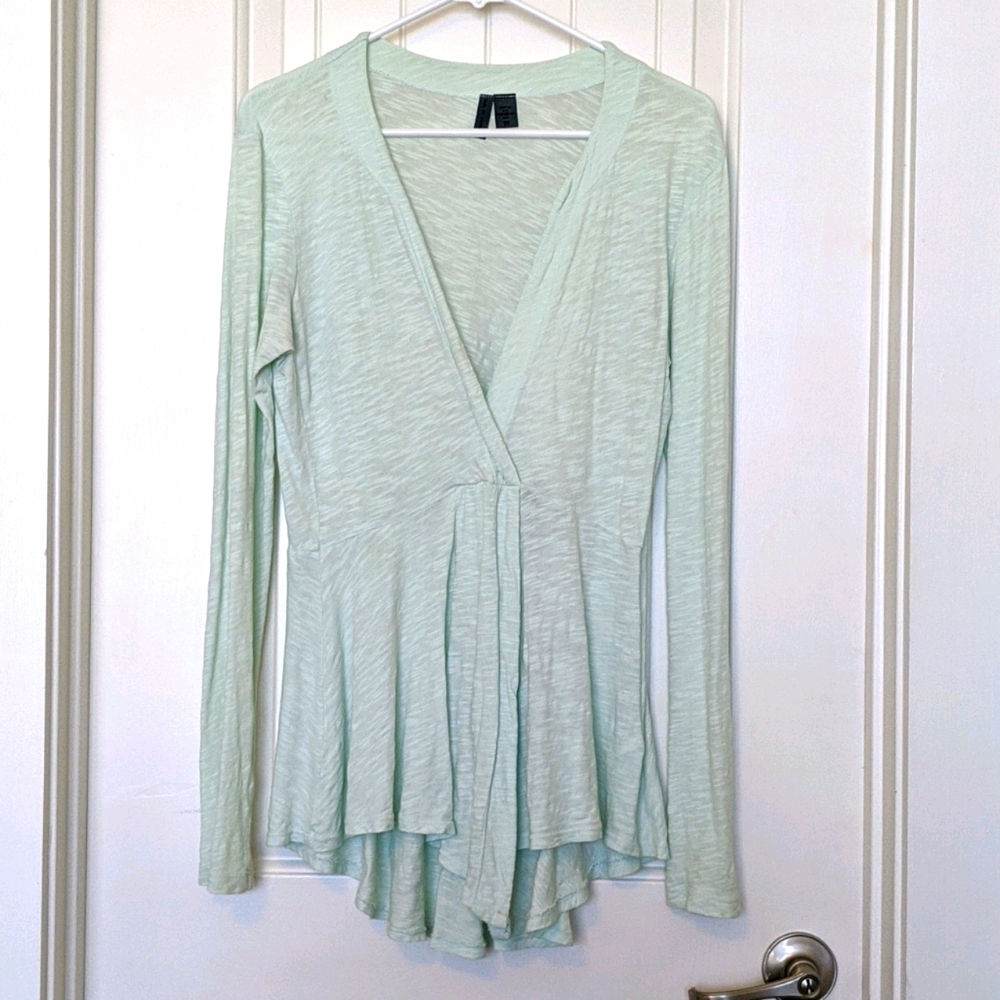 Mint green, peplum long sleeve top